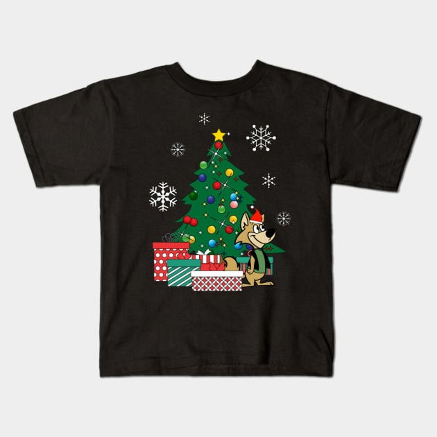 Ding A Ling Wolf Around The Christmas Tree Kids T-Shirt by squids_art